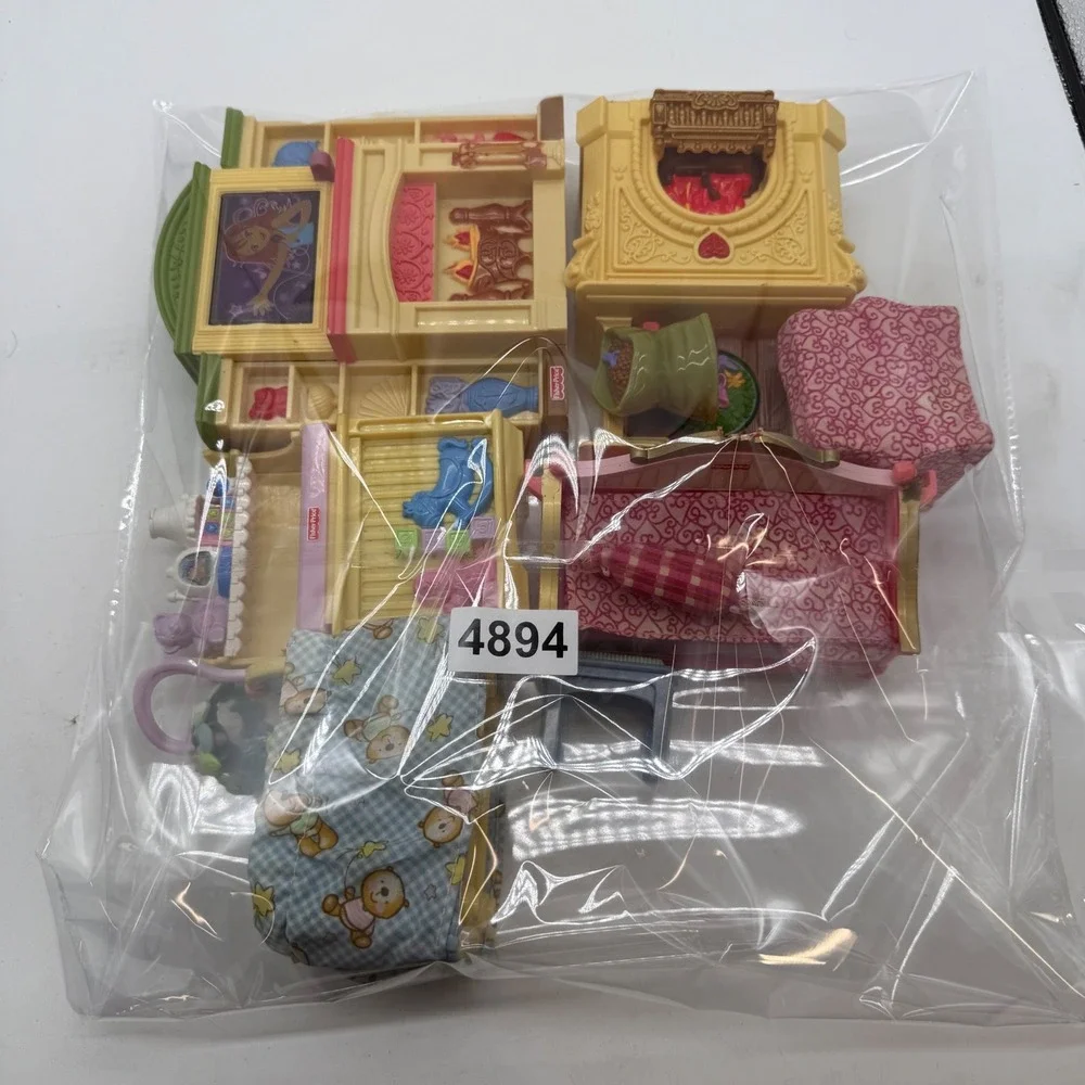 Fisher Price Loving Family Dollhouse Furniture Lot Fireplace Bed Bassinet